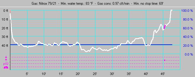 Dive profile for Paradise Reef (Dive #1)