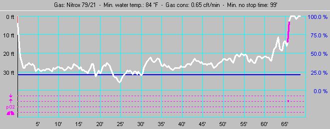 Dive profile for Colombia Shallows Reef (Dive #3)